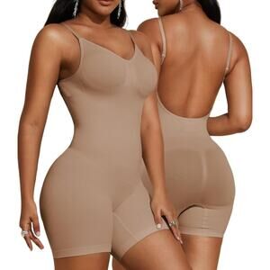 PAUKEE Womens Backless Shapewear Bodysuit Tummy control Shorts Seamless Small